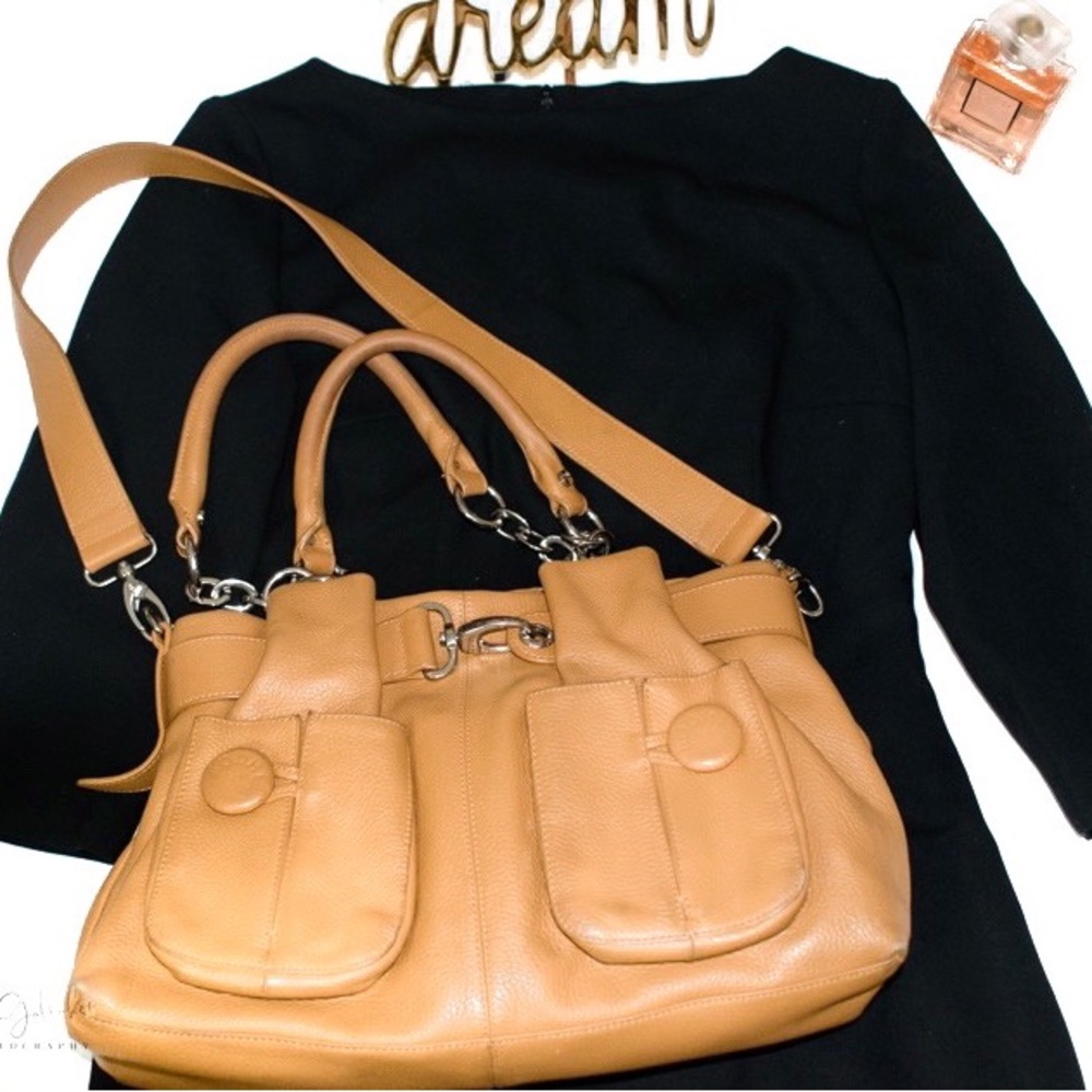 EUC Bodhi Leather Pebbled Satchel with Removal Shoulder Strap & Silver Hardware